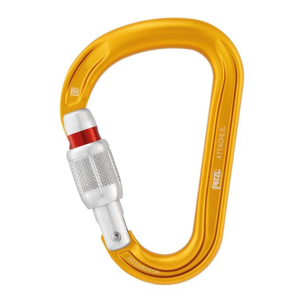 Petzl Attache Screw-Lock Yellow Carabiniera HMS Filet